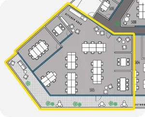 Floorplan with highlighted area 300x242
