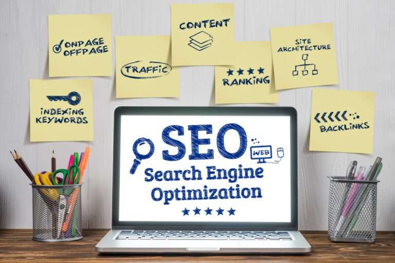 image of a laptop with SEO on it screen