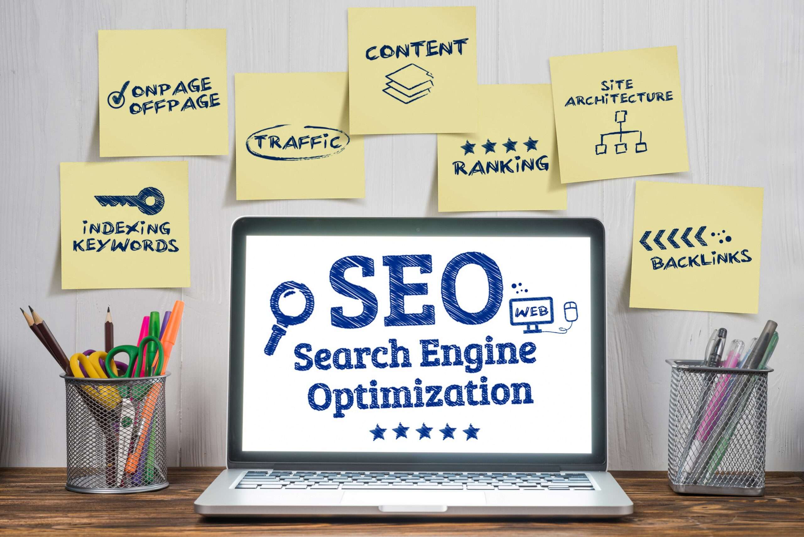 image of a laptop with SEO on it screen