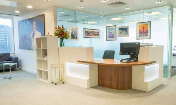 a modern bright reception area