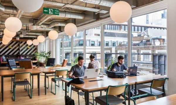 A breakout space in a coworking office uk